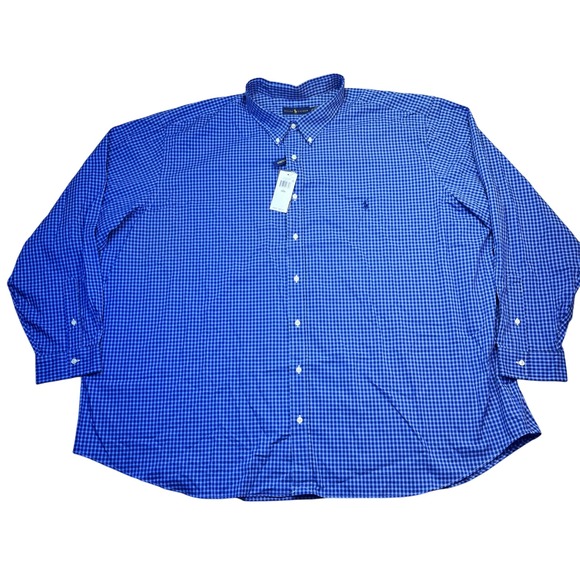 Ralph Lauren 5XB Blue Gingham Check Long Sleeve Button Down Shirt NWT Preppy - Picture 1 of 10